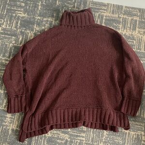 Aerie Brown Cowl Neck Sweater with Chunky Knit